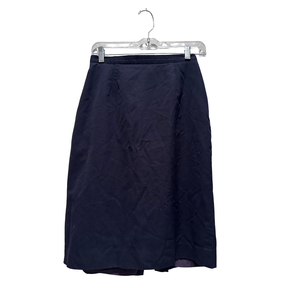 Vintage JH Collectibles Navy Blue 100% Pure Wool Pencil Skirt Size 8 Preppy Work